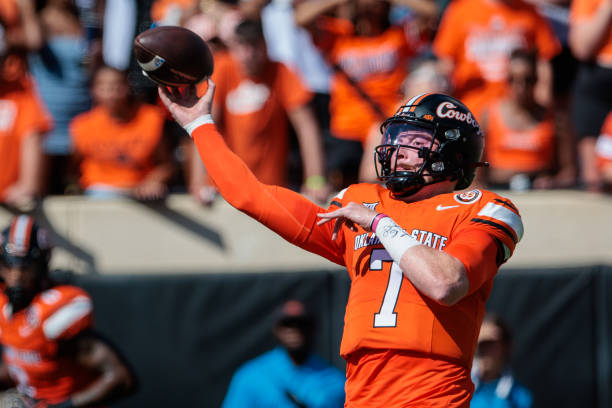 stillwater ok oklahoma state cowboys quarterback alan bowman passes against the utah utes on wPyIRJ