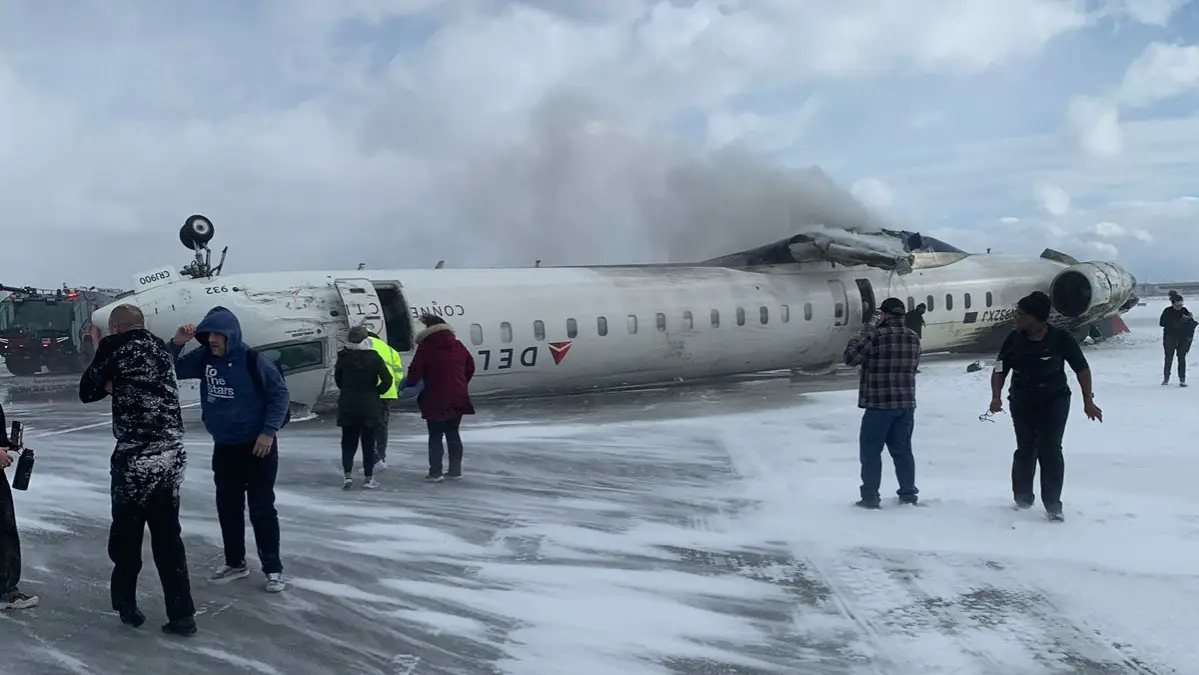 delta plane crash lands at toronto s pearson airport flips upside down on snowy runway 1739823798780 16 9 2Z1ksW