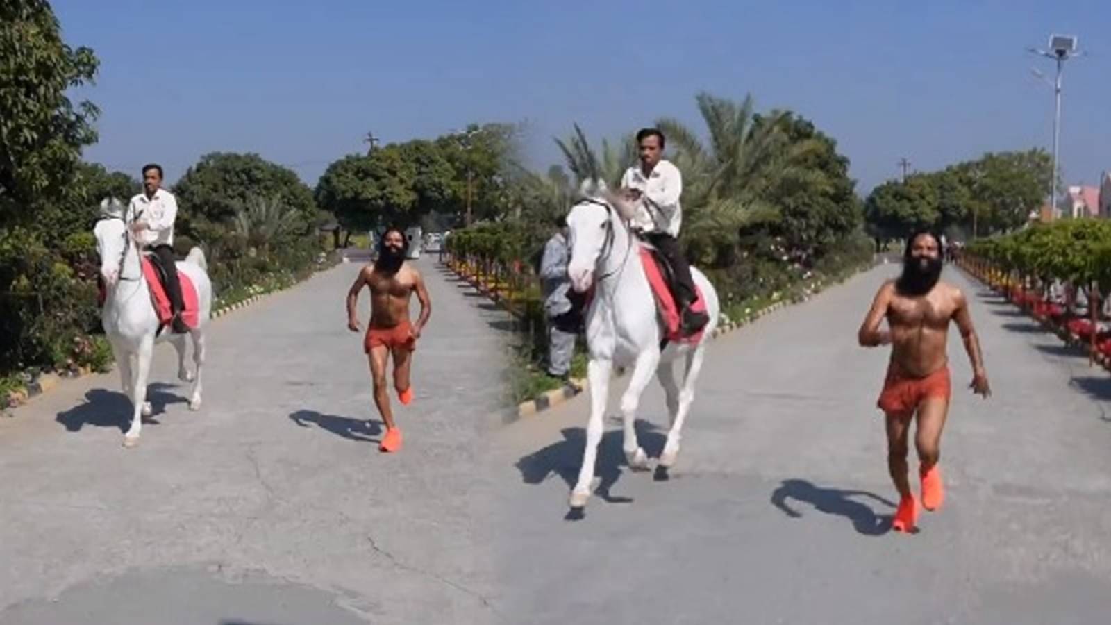 yoga guru ramdev race with horse video viral social media 1739894691641 16 9 k7hqcG