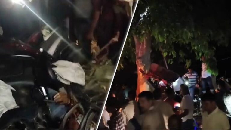 BREAKING: यूपी के कुशीनगर में शादी से लौट रहा परिवार हुआ हादसे का शिकार, तेज रफ्तार कार पेड़ से टकराई; 6 की मौत